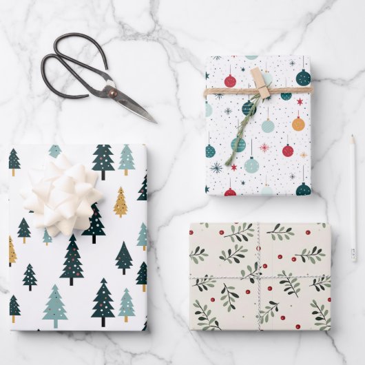 Minimalistisch Moderne Weihnachten und Winter Geschenkpapier Set (Vorderseite)