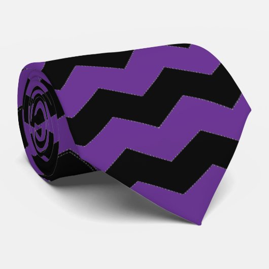 Minimalistisch Moderne Zickzack Streifen Schwarz u Krawatte (Gerollt)