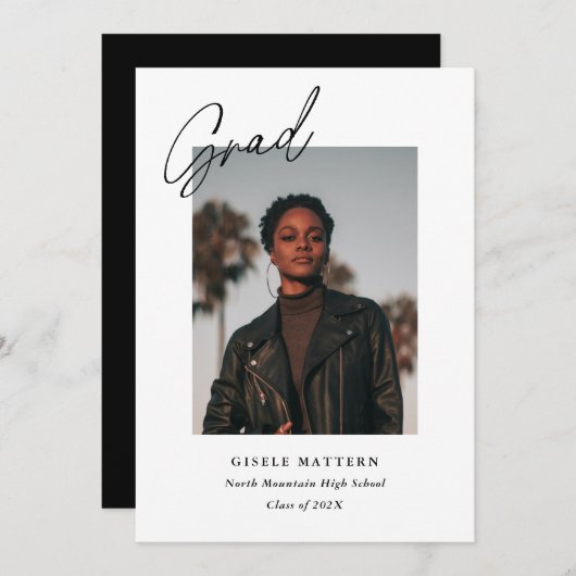 Minimalistisch Moderner Foto Abschluss Ankündigung (Vorne/Hinten)