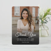Minimalistisch Moderner Foto Abschluss Dankeskarte (Stehend Vorderseite)