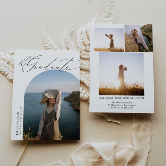 Minimalistisch Moderner Klassischer Foto Abschluss Einladung