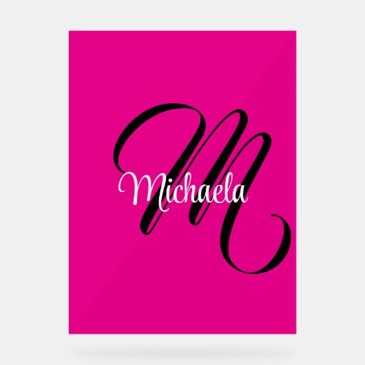 Minimalistisch moderner Monogramm Anfangsname heiß Acrylschild (Vorderseite)