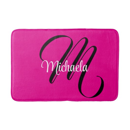 Minimalistisch moderner Monogramm Anfangsname heiß Badematte (Vorderseite)