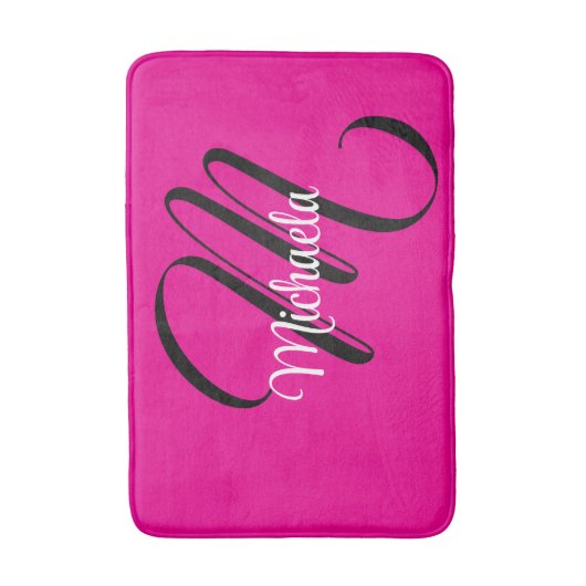 Minimalistisch moderner Monogramm Anfangsname heiß Badematte (Vorderseite Vertikal)