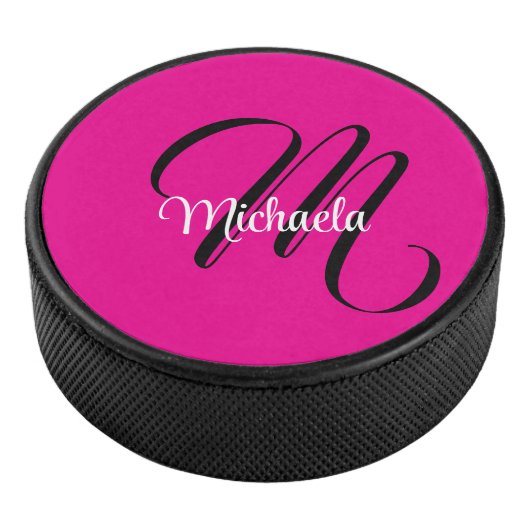 Minimalistisch moderner Monogramm Anfangsname heiß Eishockey Puck (3/4)