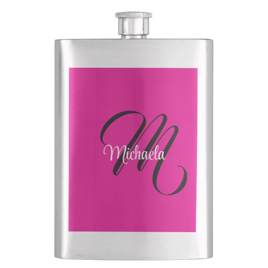 Minimalistisch moderner Monogramm Anfangsname heiß Flachmann (Vorderseite)