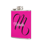 Minimalistisch moderner Monogramm Anfangsname heiß Flachmann (Links)