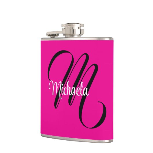 Minimalistisch moderner Monogramm Anfangsname heiß Flachmann (Links)