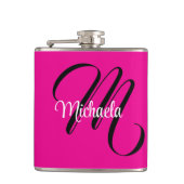 Minimalistisch moderner Monogramm Anfangsname heiß Flachmann (Vorderseite)