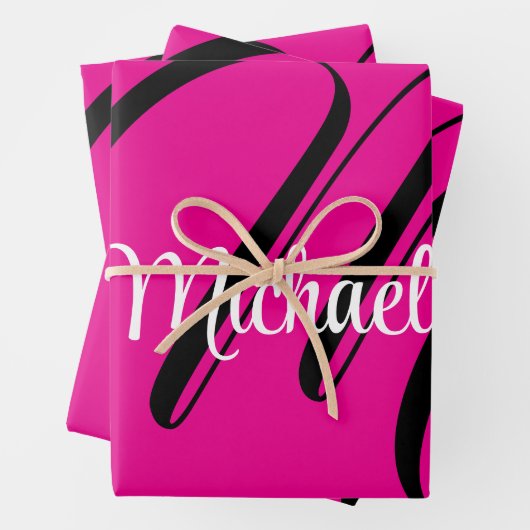 Minimalistisch moderner Monogramm Anfangsname heiß Geschenkpapier Set (Beispiel)