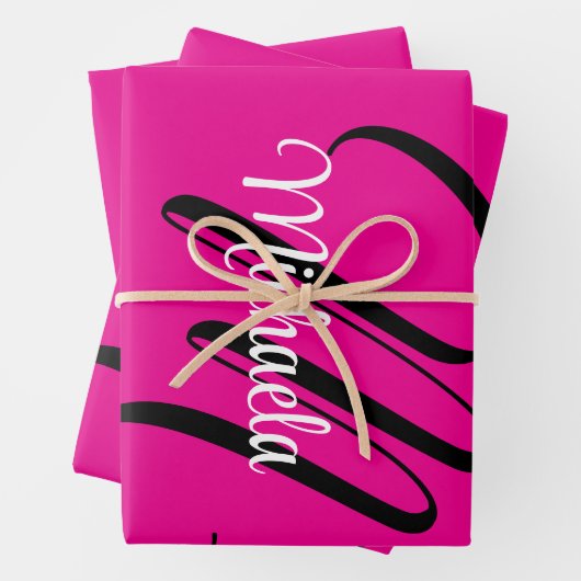 Minimalistisch moderner Monogramm Anfangsname heiß Geschenkpapier Set (Beispiel)