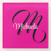 Minimalistisch moderner Monogramm Anfangsname heiß Glasuntersetzer (Vorderseite)