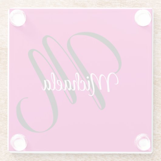 Minimalistisch moderner Monogramm Anfangsname heiß Glasuntersetzer (Rückseite)