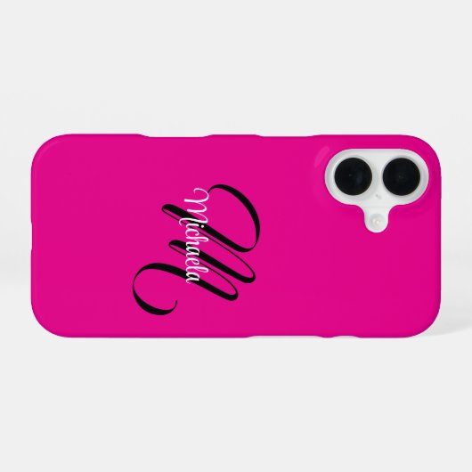 Minimalistisch moderner Monogramm Anfangsname heiß iPhone 16 Hülle (Rückseite (Horizontal))