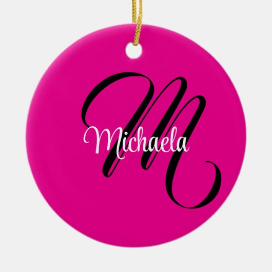 Minimalistisch moderner Monogramm Anfangsname heiß Keramik Ornament (Vorne)