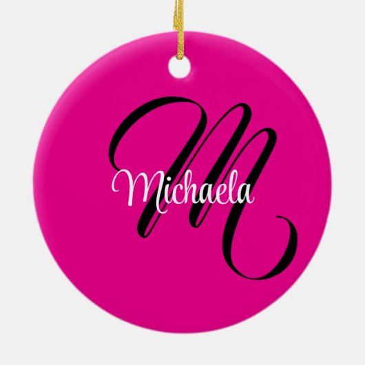 Minimalistisch moderner Monogramm Anfangsname heiß Keramik Ornament (Hinten)