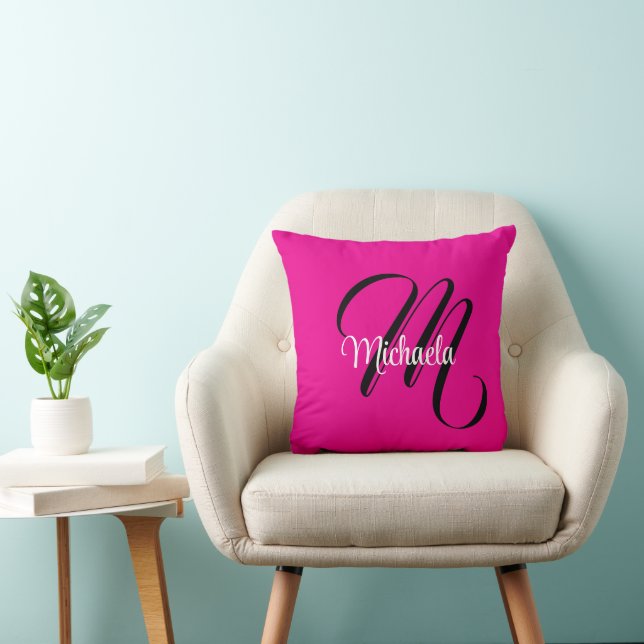 Minimalistisch moderner Monogramm Anfangsname heiß Kissen (Stuhl )