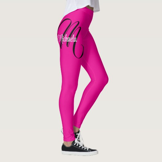 Minimalistisch moderner Monogramm Anfangsname heiß Leggings (Rechts)
