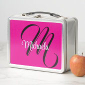 Minimalistisch moderner Monogramm Anfangsname heiß Metall Brotdose (Beispiel)