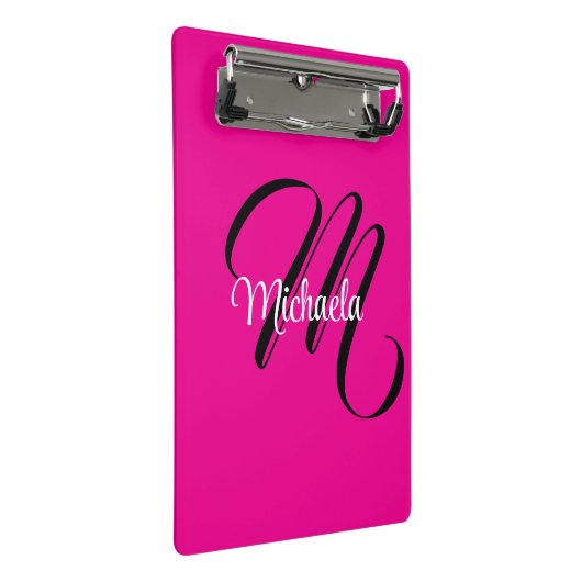Minimalistisch moderner Monogramm Anfangsname heiß Mini Klemmbrett (Schrägansicht)