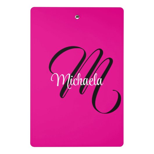 Minimalistisch moderner Monogramm Anfangsname heiß Mini Klemmbrett (Rückseite)