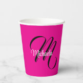 Minimalistisch moderner Monogramm Anfangsname heiß Pappbecher (Rückseite)