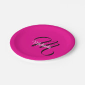 Minimalistisch moderner Monogramm Anfangsname heiß Pappteller (Schrägansicht)