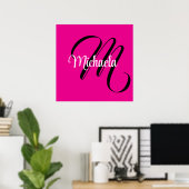 Minimalistisch moderner Monogramm Anfangsname heiß Poster (Heimbüro)