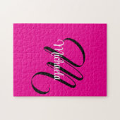 Minimalistisch moderner Monogramm Anfangsname heiß Puzzle (Horizontal)