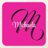 Minimalistisch moderner Monogramm Anfangsname heiß Rechteckiger Pappuntersetzer (Vorderseite)