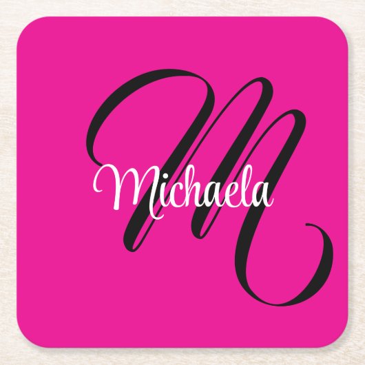 Minimalistisch moderner Monogramm Anfangsname heiß Rechteckiger Pappuntersetzer (Vorderseite)