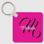 Minimalistisch moderner Monogramm Anfangsname heiß Schlüsselanhänger (Vorderseite)