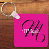 Minimalistisch moderner Monogramm Anfangsname heiß Schlüsselanhänger (Vorderseite)