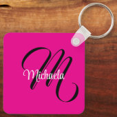 Minimalistisch moderner Monogramm Anfangsname heiß Schlüsselanhänger (Rückseite)