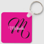 Minimalistisch moderner Monogramm Anfangsname heiß Schlüsselanhänger (Rückseite)