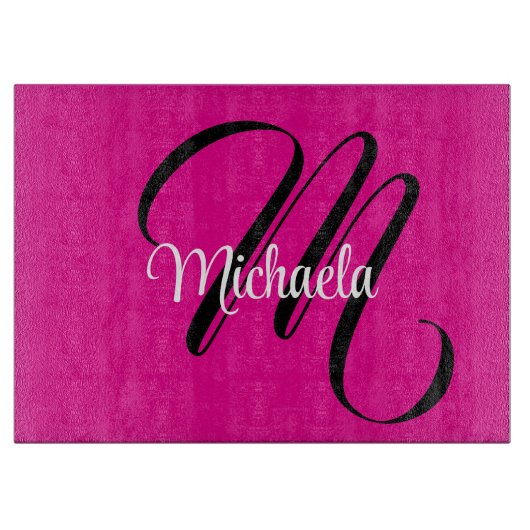 Minimalistisch moderner Monogramm Anfangsname heiß Schneidebrett (Vorderseite)