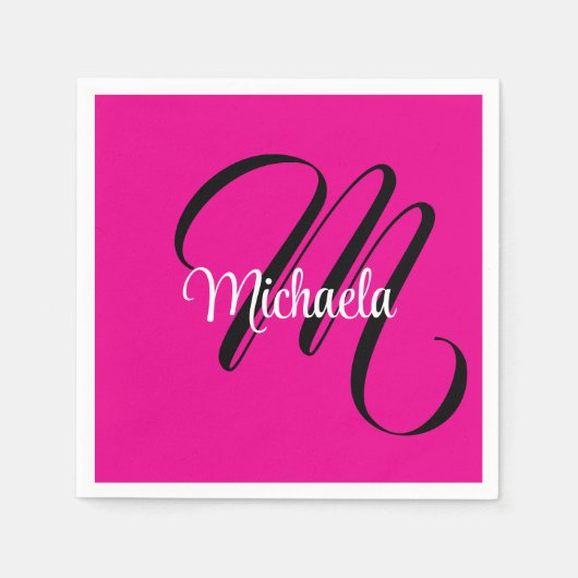 Minimalistisch moderner Monogramm Anfangsname heiß Serviette (Vorderseite)