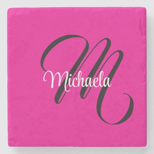 Minimalistisch moderner Monogramm Anfangsname heiß Steinuntersetzer (Vorderseite)