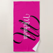 Minimalistisch moderner Monogramm Anfangsname heiß Strandtuch (Vorderseite)