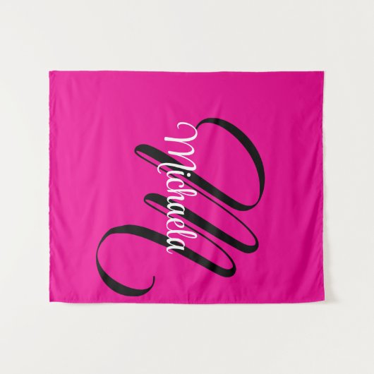 Minimalistisch moderner Monogramm Anfangsname heiß Wandteppich (Vorderseite (Horizontal))