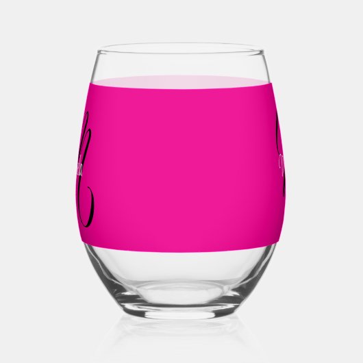 Minimalistisch moderner Monogramm Anfangsname heiß Weinglas Ohne Stiel (Links)