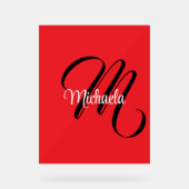 Minimalistisch moderner Monogramm Anfangsname rot Acrylschild (Vorderseite)