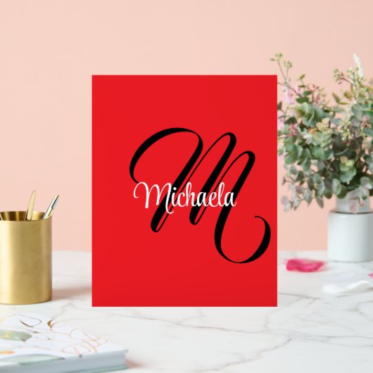 Minimalistisch moderner Monogramm Anfangsname rot Acrylschild (Hochzeit)