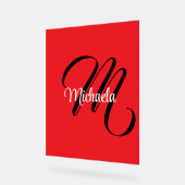 Minimalistisch moderner Monogramm Anfangsname rot Acrylschild (Winkel)