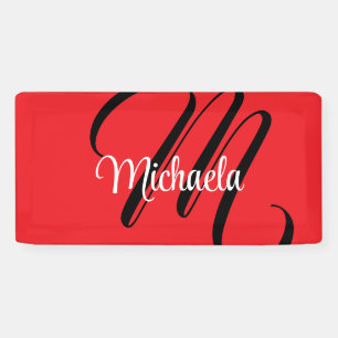 Minimalistisch moderner Monogramm Anfangsname rot Banner