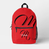 Minimalistisch moderner Monogramm Anfangsname rot Bedruckter Rucksack (Vorderseite)