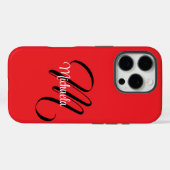 Minimalistisch moderner Monogramm Anfangsname rot Case-Mate iPhone Hülle (Rückseite (Horizontal))