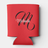 Minimalistisch moderner Monogramm Anfangsname rot Dosenkühler (Rückseite)