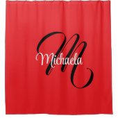 Minimalistisch moderner Monogramm Anfangsname rot Duschvorhang (Vorderseite)