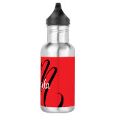 Minimalistisch moderner Monogramm Anfangsname rot Edelstahlflasche (Rechts)
